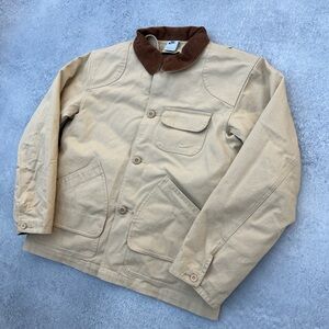 Nike Light Cream Tan Brown Workwear 2 Piece Plaid Blanket Lined Chore Coat